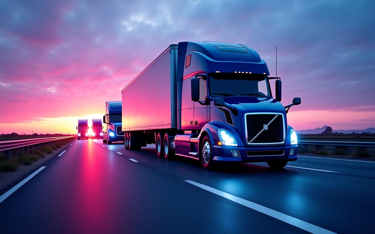 Modern logistics fleet in transit