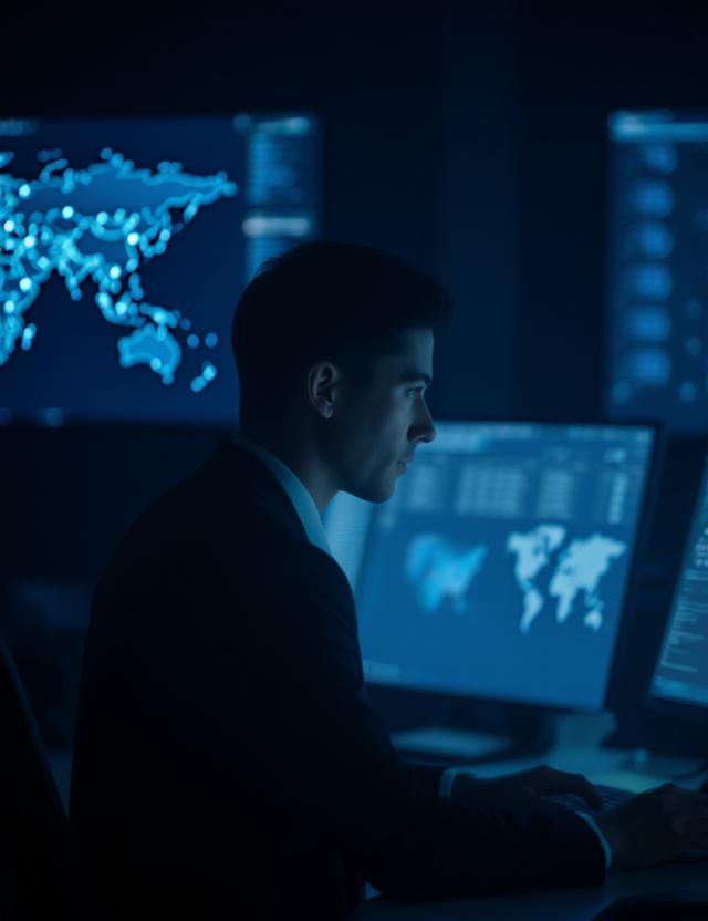 Logistics coordinator monitoring global shipments